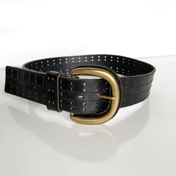 Dior Accessories - Vintage 90s Christian Dior Wide Black Cowhide Leather Waist Belt Size SM